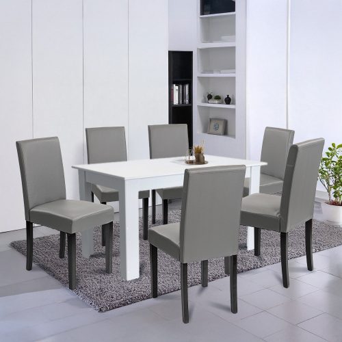 Leon 6+1 étkező garnitúra fehér-szürke