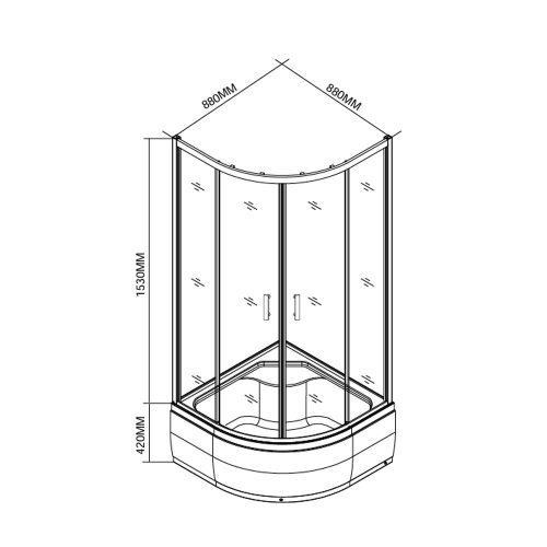 Spirit Deep 90x90 cm íves zuhanykabin zuhanytálcával