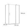 Simple 80x120 cm nyílóajtós aszimmetrikus zuhanykabin zuhanytálca nélkül