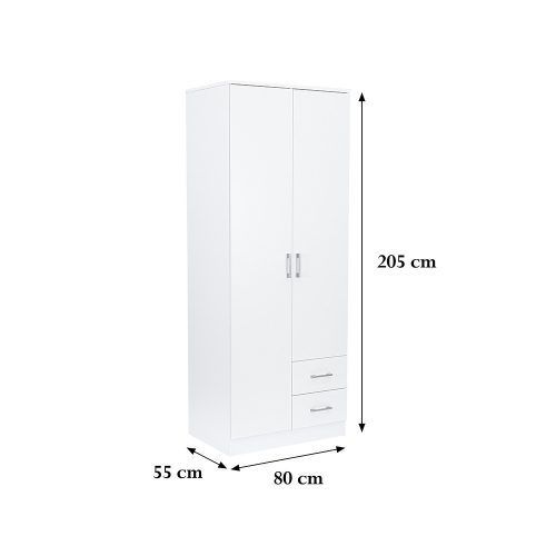Miami gardróbszekrény 80x205 cm fehér-fehér