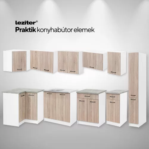 Praktik 30 felső szekrény 1 ajtós, fehér-sonoma tölgy