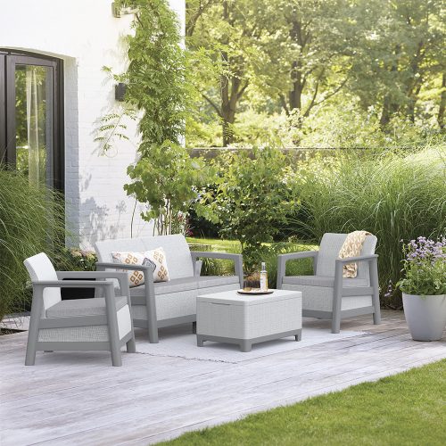 Scandi Box linea duo kerti bútor szett jute tárolós asztallal