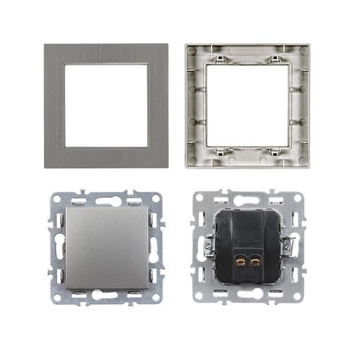 Nova egy áramkörös egypólusú kapcsoló 101 szürke szálcsiszolt kerettel