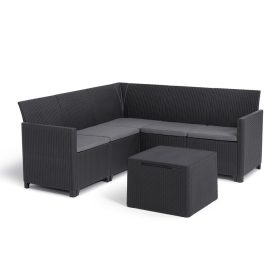   Claire 5 személyes kerti sarokgarnitúra párnatartós asztallal