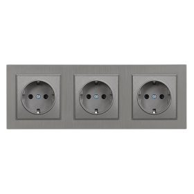 Nova III földelt dugalj  szürke szálcsiszolt kerettel