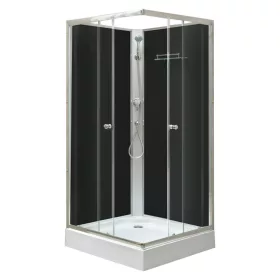   Polo Black II 80x80 cm szögletes fekete hátfalas zuhanykabin   zuhanytálcával