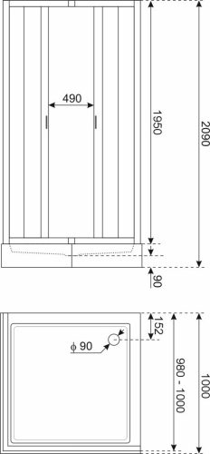 Solid SQ 100 króm szögletes zuhanykabin zuhanytálcával