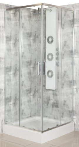 Solid SQ 100 króm szögletes zuhanykabin zuhanytálcával