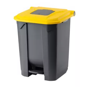   Planet Szelektív hulladékgyűjtő konténer, műanyag, pedálos, antracit, sárga, 50L