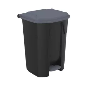   Uctem szelektív hulladékgyűjtő konténer, műanyag, pedálos, fekete/szürke 50L
