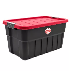   Planet műanyag tárolódoboz, csattal, kerékkel, fekete/piros 60L