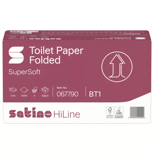 Satino Wepa HiLine hajtogatott toalettpapír cellulóz 2 réteg, 9,8x21cm, 30x300 lap