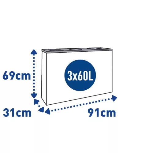 EKO rozsdamentes horganyzott acél szelektív szemetes 3 részes 3x60L