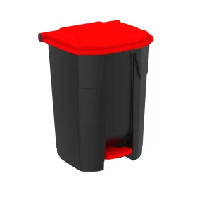   Uctem szelektív hulladékgyűjtő konténer, műanyag, pedálos, fekete/piros 50L