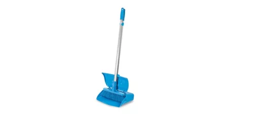 Igeax élelmiszeripari billenős szemetes lapát és seprű 28cm széles, 80cm nyéllel kék 0,5 mm