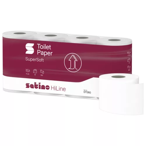 Satino Wepa HiLine supersoft toalettpapír 3 rétegű, fehér, 150 lap, 8 tekercs/csomag