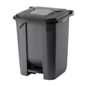   Planet Szelektív hulladékgyűjtő konténer, műanyag, pedálos, antracit, fekete, 50L
