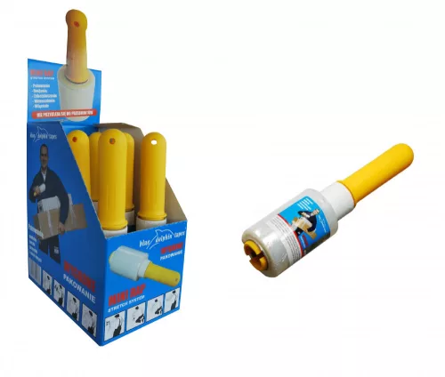 Blue Dolphin mini kézi stretch streccs raklap fólia, átlátszó, műanyag adagolóval, 100mm x 0,2 kg