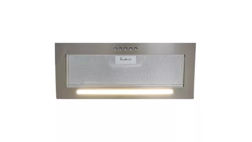 OPERIS PLUTO PLUS inox beépíthető páraelszívó, 3 fokozatú nyomógomb, 255-630 m3/h, 53-70 dB, 40 cm-es LED csík, 150 mm csatlakozócsonk, Energiaosztály
