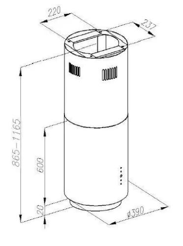OPERIS CYLINDER I 38 fekete sziget páraelszívó