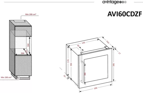 Avintage Borhűtő AVI63CSZF beépíthető, 33 palack