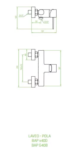LAVEO POLA falra szerelhető zuhanycsap zuhanyszett nélkül, arany