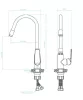 LAVEO ELZA álló csaptelep rugalmas tömlővel, matt fekete / króm