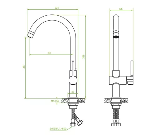 LAVEO ALITA szálcsiszolt inox csaptelep