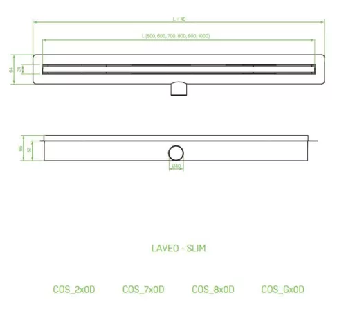 LAVEO SLIM folyóka 500 mm, fekete