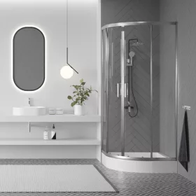   LAVEO DESNA félkör zuhanykabin zuhanytálcával 80x80x185 cm átlátszó üveg/króm