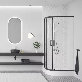   LAVEO DESNA szögletes zuhanykabin zuhanytálcával 80x80x185 cm átlátszó üveg/fekete