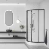 LAVEO DESNA félkör zuhanykabin zuhanytálcával 90x90x185 cm átlátszó üveg/fekete