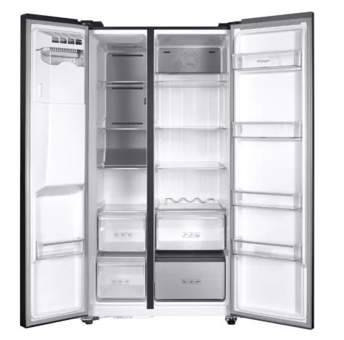 Kluge szabadonálló fekete üveg kétajtós hűtőszekrény, NoFrost, 429L/171L