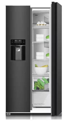 Kluge szabadonálló fekete üveg kétajtós hűtőszekrény, NoFrost, 429L/171L
