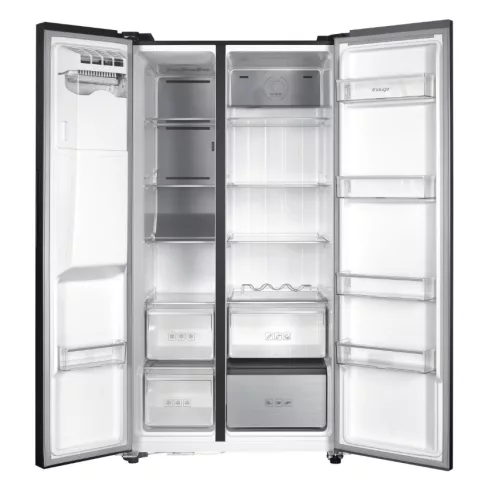 Kluge szabadonálló fekete üveg kétajtós hűtőszekrény, NoFrost, 429L/171L