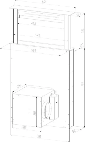 Kluge pultból kiemelkedő fekete páraelszívó, 60cm
