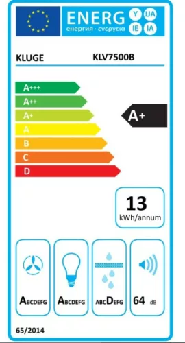 Kluge beépíthető fekete páraelszívó, 75cm