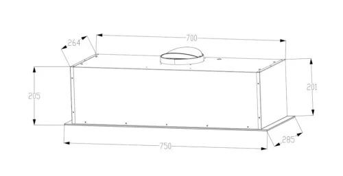 Kluge beépíthető fekete páraelszívó, 75cm, TC