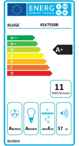 Kluge beépíthető fekete páraelszívó, 75cm, TC