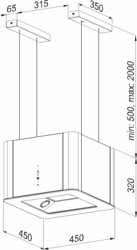 Kluge sziget függesztett páraelszívó, 45cm