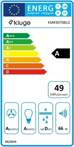Kluge fali T-alakú fekete páraelszívó, 90cm, üvegfront