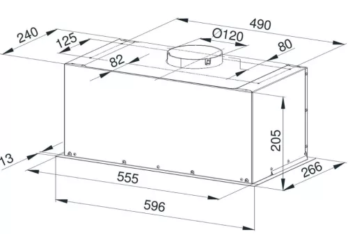 Kluge beépíthető matt fekete páraelszívó, 60cm, 17cm magas