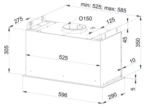 Kluge beépíthető fekete páraelszívó, 60cm