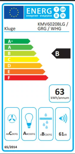 Kluge beépíthető fekete páraelszívó, 60cm