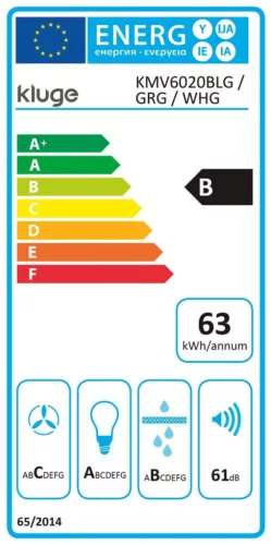 Kluge beépíthető fehér páraelszívó, 60cm