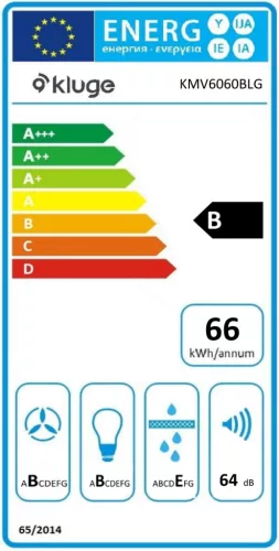 Kluge beépíthető fekete páraelszívó, 60cm