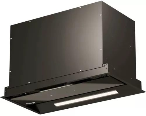 Kluge beépíthető fekete páraelszívó, 52cm, kihajtható fekete üvegpanel
