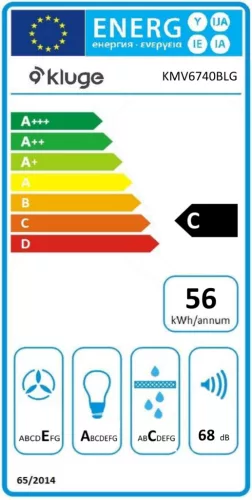Kluge beépíthető fekete páraelszívó, 52cm, kihajtható fekete üvegpanel