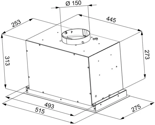 Kluge beépíthető fekete páraelszívó, 52cm, kihajtható fekete üvegpanel