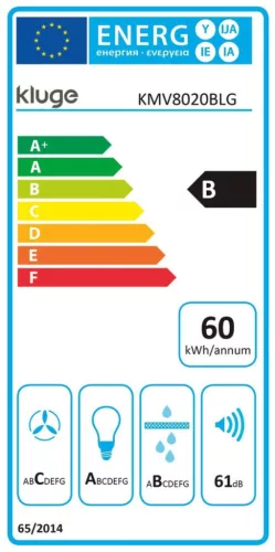 Kluge beépíthető fekete páraelszívó, 80cm